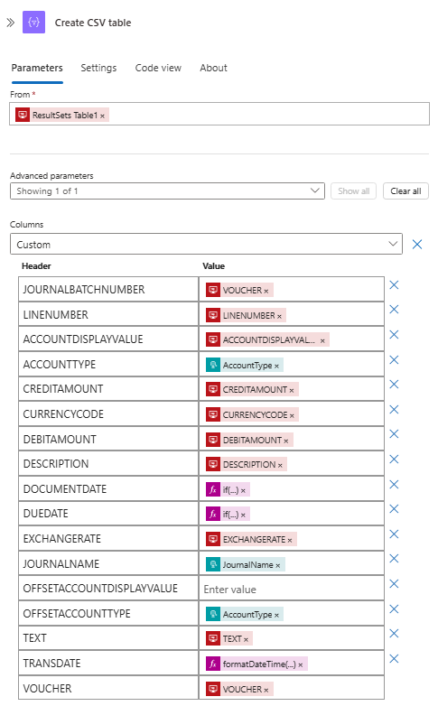 Logic App – CSV Table connector configuration