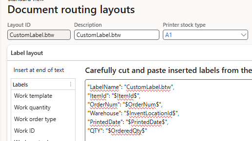 D365 - Document routing layout