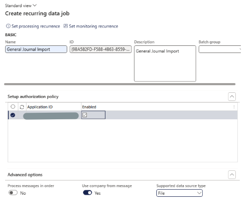 D365 – Recurring Integration data job configuration