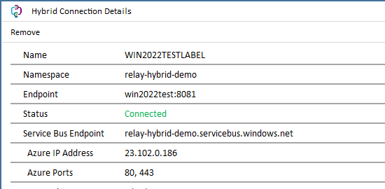 Hybrid Connection Manager - new connection