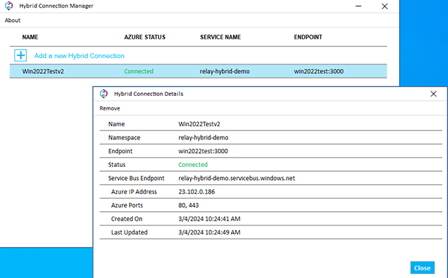 HCM - connection status Connected