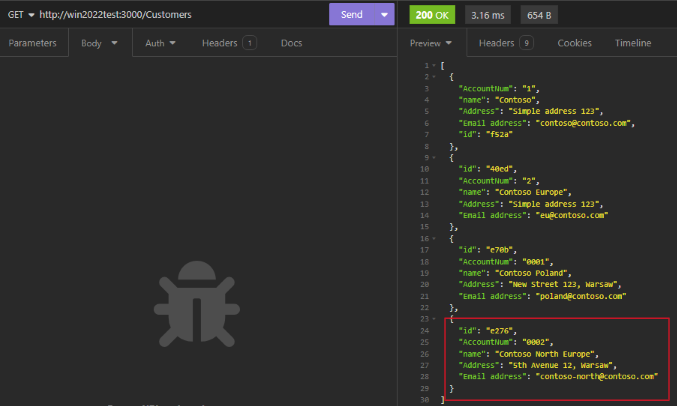 Insomnia - result verification