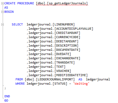 Azure SQL – stored procedure to read journal data